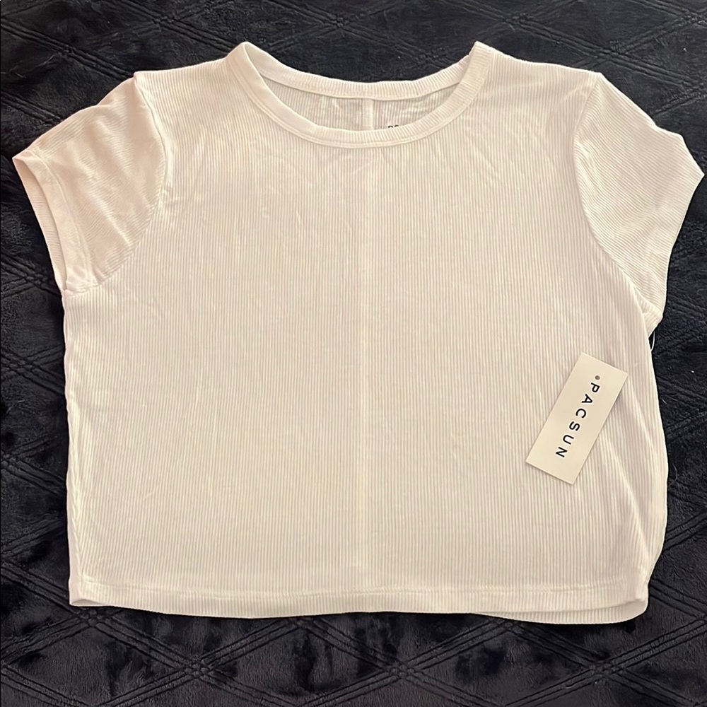 PacSun White Ribbed Crop Top